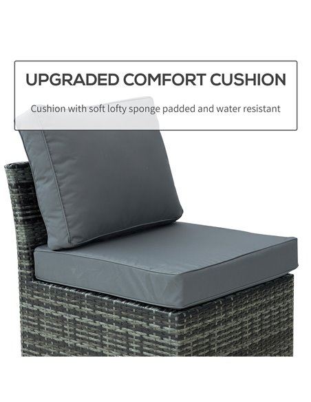 Outsunny 5-Seater Outdoor Rattan Garden Sofa Sets Reclining Sofa Adjustable Canopy & Side Dining Table Set, Mixed Grey - pic 15744 | FastDaddyshop