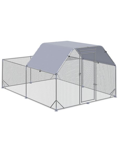 PawHut Walk In Chicken Run Chicken Coop with Roof Outdoor for 10-12 Chickens, Hen House, Duck Pen, 2.8 x 3.8 x 2 m - pic 157443 | FastDaddyshop