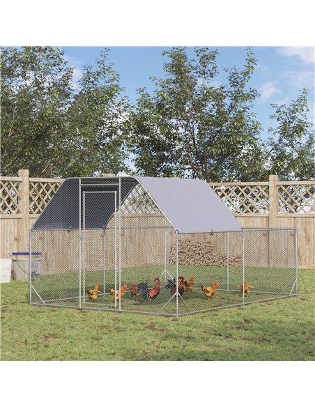 PawHut Walk In Chicken Run Chicken Coop with Roof Outdoor for 10-12 Chickens, Hen House, Duck Pen, 2.8 x 3.8 x 2 m - pic 157444 | FastDaddyshop