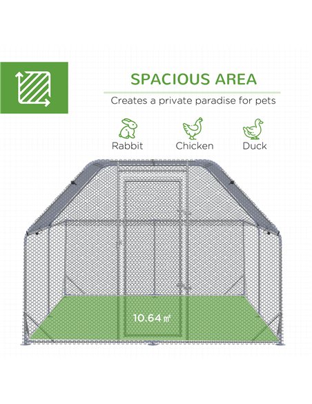 PawHut Walk In Chicken Run Chicken Coop with Roof Outdoor for 10-12 Chickens, Hen House, Duck Pen, 2.8 x 3.8 x 2 m - pic 157446 | FastDaddyshop