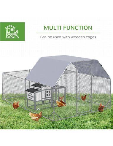 PawHut Walk In Chicken Run Chicken Coop with Roof Outdoor for 10-12 Chickens, Hen House, Duck Pen, 2.8 x 3.8 x 2 m