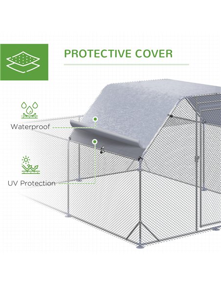 PawHut Walk In Chicken Run Chicken Coop with Roof Outdoor for 10-12 Chickens, Hen House, Duck Pen, 2.8 x 3.8 x 2 m - pic 157449 | FastDaddyshop