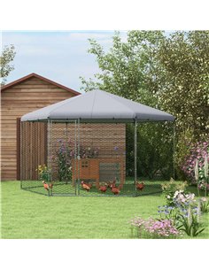 PawHut Chicken Coop for 10-15 Chickens, Hens, Rabbits, Ducks, Outdoor Garden Chicken Run, 4 x 3.5 x 2.6m 2