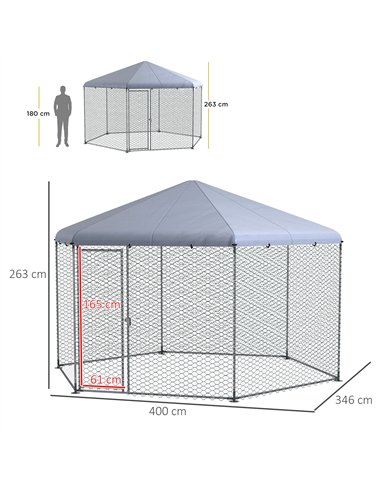 PawHut Chicken Coop for 10-15 Chickens, Hens, Rabbits, Ducks, Outdoor Garden Chicken Run, 4 x 3.5 x 2.6m