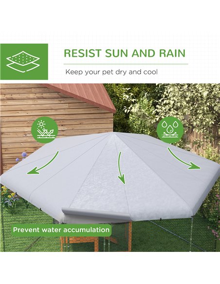 PawHut Chicken Coop for 10-15 Chickens, Hens, Rabbits, Ducks, Outdoor Garden Chicken Run, 4 x 3.5 x 2.6m - pic 157455 | FastDaddyshop