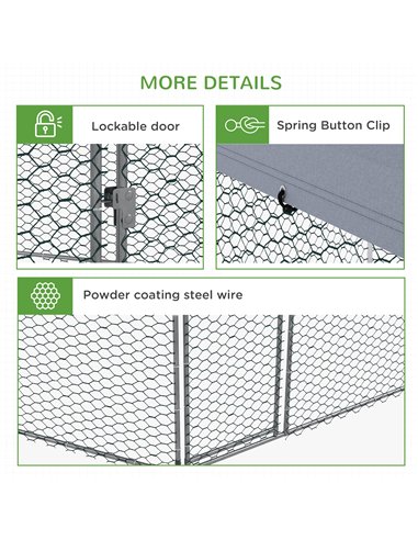 PawHut Chicken Coop for 10-15 Chickens, Hens, Rabbits, Ducks, Outdoor Garden Chicken Run, 4 x 3.5 x 2.6m