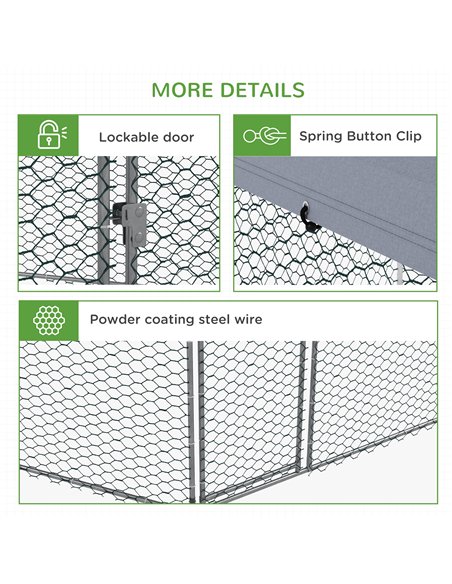 PawHut Chicken Coop for 10-15 Chickens, Hens, Rabbits, Ducks, Outdoor Garden Chicken Run, 4 x 3.5 x 2.6m - pic 157458 | FastDaddyshop