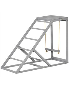 PawHut Wooden Chicken Coop Toy with Swing, Ladder, Platform, Grey