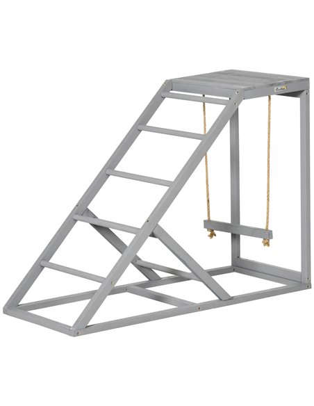 PawHut Wooden Chicken Coop Toy with Swing, Ladder, Platform, Grey - pic 157461 | FastDaddyshop