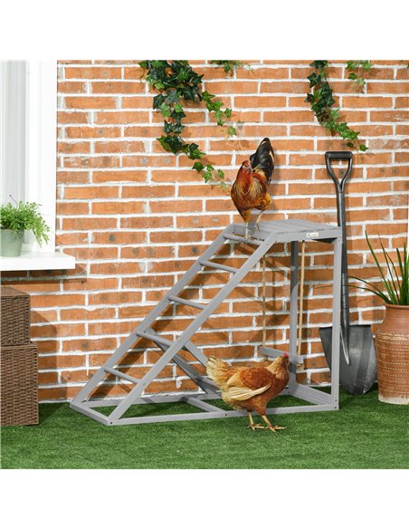 PawHut Wooden Chicken Coop Toy with Swing, Ladder, Platform, Grey - pic 157462 | FastDaddyshop