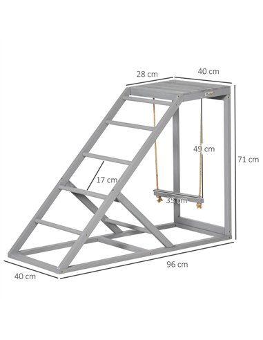 PawHut Wooden Chicken Coop Toy with Swing, Ladder, Platform, Grey