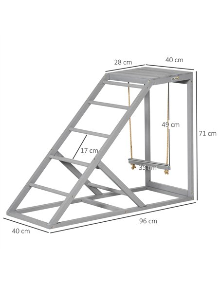PawHut Wooden Chicken Coop Toy with Swing, Ladder, Platform, Grey - pic 157463 | FastDaddyshop