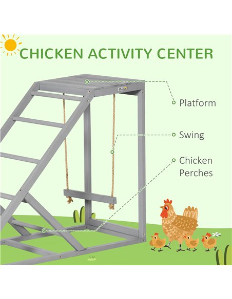 PawHut Wooden Chicken Coop Toy with Swing, Ladder, Platform, Grey - pic 157464 | FastDaddyshop