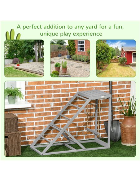 PawHut Wooden Chicken Coop Toy with Swing, Ladder, Platform, Grey - pic 157465 | FastDaddyshop