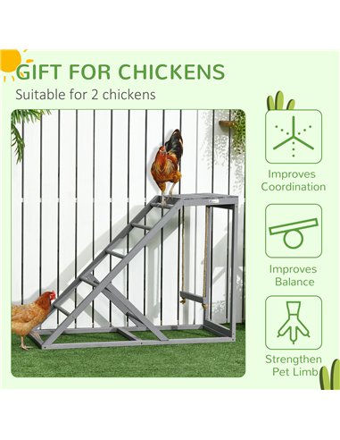PawHut Wooden Chicken Coop Toy with Swing, Ladder, Platform, Grey