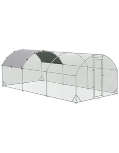 PawHut Galvanised Chicken Coop Hen House w/ Cover 5.7 x 2.8 x 2m