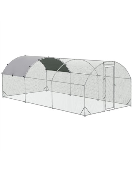 PawHut Galvanised Chicken Coop Hen House w/ Cover 5.7 x 2.8 x 2m - pic 157470 | FastDaddyshop