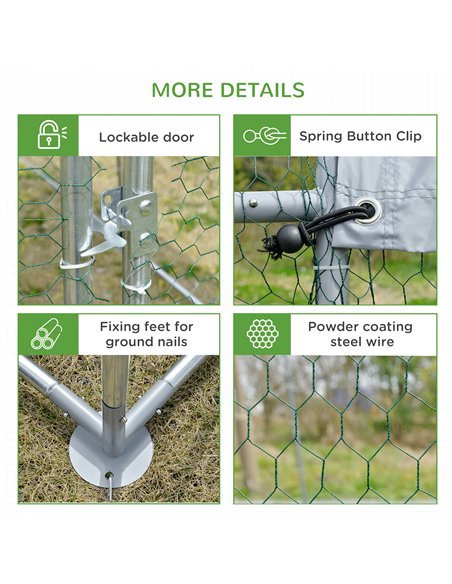 PawHut Galvanised Chicken Coop Hen House w/ Cover 5.7 x 2.8 x 2m - pic 157476 | FastDaddyshop