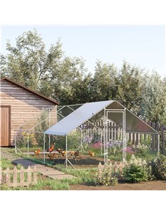 PawHut Galvanised Walk In Chicken Run w/ Cover 6 x 3 x 2m Silver 2