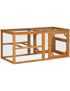 PawHut Wooden Chicken Coop with Perches, Doors, Combinable Design, for 2-4 Chickens - Natural Wood Colour