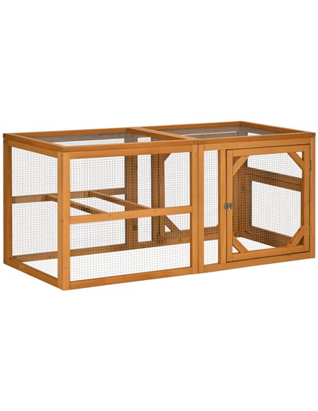 PawHut Wooden Chicken Coop with Perches, Doors, Combinable Design, for 2-4 Chickens - Natural Wood Colour - pic 157497 | FastDaddyshop