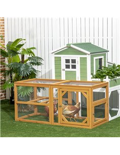 PawHut Wooden Chicken Coop with Perches, Doors, Combinable Design, for 2-4 Chickens - Natural Wood Colour 2