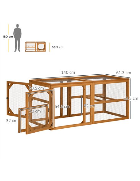 PawHut Wooden Chicken Coop with Perches, Doors, Combinable Design, for 2-4 Chickens - Natural Wood Colour - pic 157499 | FastDaddyshop