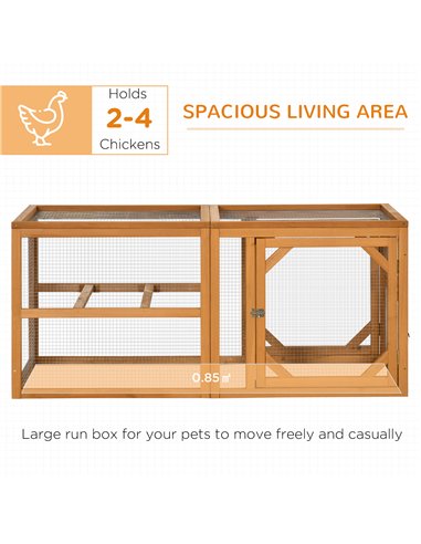 PawHut Wooden Chicken Coop with Perches, Doors, Combinable Design, for 2-4 Chickens - Natural Wood Colour