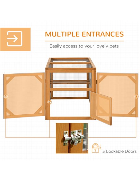 PawHut Wooden Chicken Coop with Perches, Doors, Combinable Design, for 2-4 Chickens - Natural Wood Colour - pic 157501 | FastDaddyshop