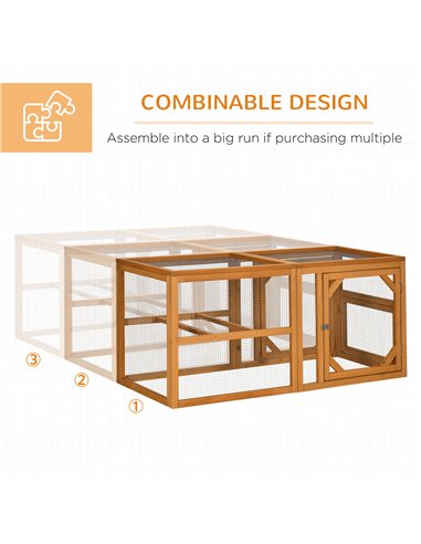 PawHut Wooden Chicken Coop with Perches, Doors, Combinable Design, for 2-4 Chickens - Natural Wood Colour