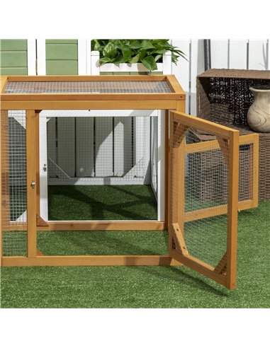 PawHut Wooden Chicken Coop with Perches, Doors, Combinable Design, for 2-4 Chickens - Natural Wood Colour