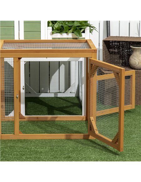 PawHut Wooden Chicken Coop with Perches, Doors, Combinable Design, for 2-4 Chickens - Natural Wood Colour - pic 157505 | FastDaddyshop