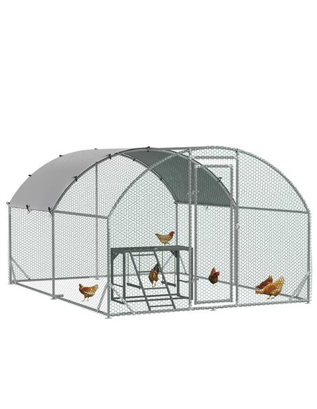 PawHut Walk In Chicken Run with Chicken Activity Shelf and Cover, 2.8 x 3.8 x 2m - pic 157506 | FastDaddyshop