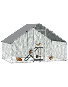 PawHut Walk In Chicken Run with Chicken Activity Shelf and Cover, 3 x 2 x 2m