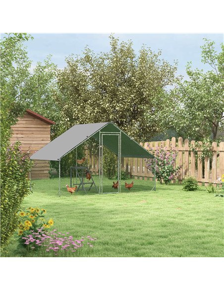 PawHut Walk In Chicken Run with Chicken Activity Shelf and Cover, 3 x 2 x 2m - pic 157516 | FastDaddyshop