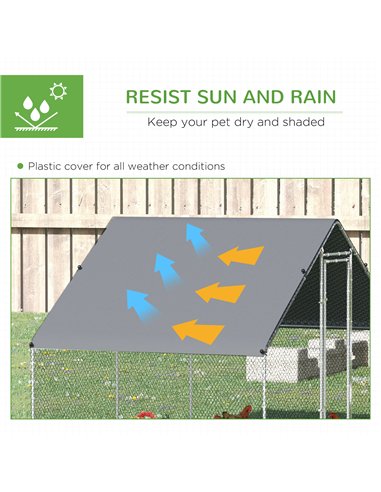 PawHut Walk In Chicken Run with Chicken Activity Shelf and Cover, 3 x 2 x 2m