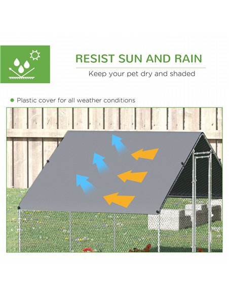 PawHut Walk In Chicken Run with Chicken Activity Shelf and Cover, 3 x 2 x 2m - pic 157519 | FastDaddyshop