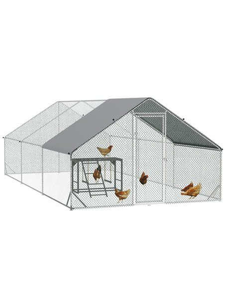 PawHut Walk In Chicken Run with Chicken Activity Shelf and Cover, 3 x 6 x 2m - pic 157524 | FastDaddyshop