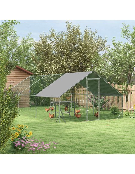 PawHut Walk In Chicken Run with Chicken Activity Shelf and Cover, 3 x 6 x 2m - pic 157525 | FastDaddyshop