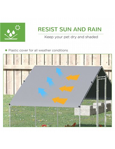 PawHut Walk In Chicken Run with Chicken Activity Shelf and Cover, 3 x 6 x 2m