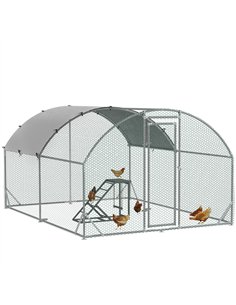 PawHut Walk In Chicken Run with Chicken Activity Shelf and Cover, 2.8 x 3.8 x 2m