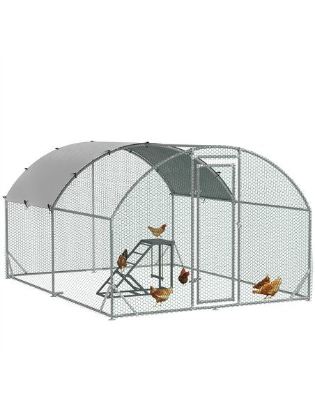 PawHut Walk In Chicken Run with Chicken Activity Shelf and Cover, 2.8 x 3.8 x 2m - pic 157542 | FastDaddyshop