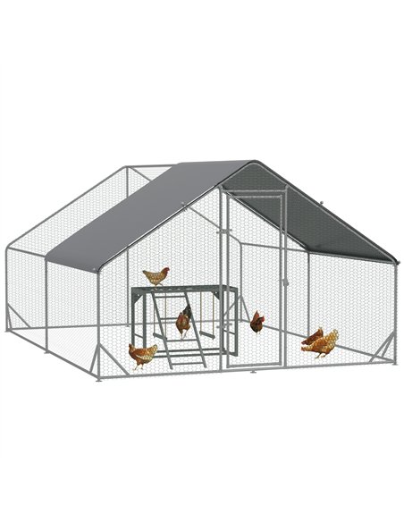 PawHut Walk In Chicken Run with Chicken Activity Shelf and Cover, 3 x 4 x 2m - pic 157551 | FastDaddyshop