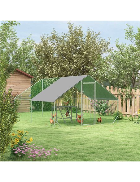 PawHut Walk In Chicken Run with Chicken Activity Shelf and Cover, 3 x 4 x 2m - pic 157552 | FastDaddyshop
