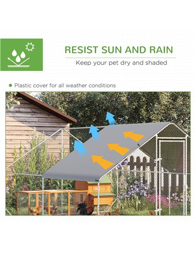PawHut Walk In Chicken Run with Chicken Activity Shelf and Cover, 3 x 4 x 2m