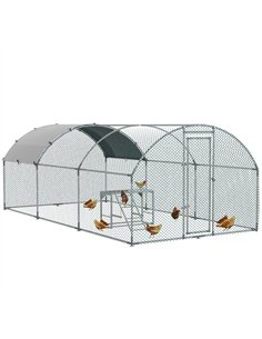 PawHut Walk In Chicken Run with Chicken Activity Shelf and Cover, 2.8 x 5.7 x 2m