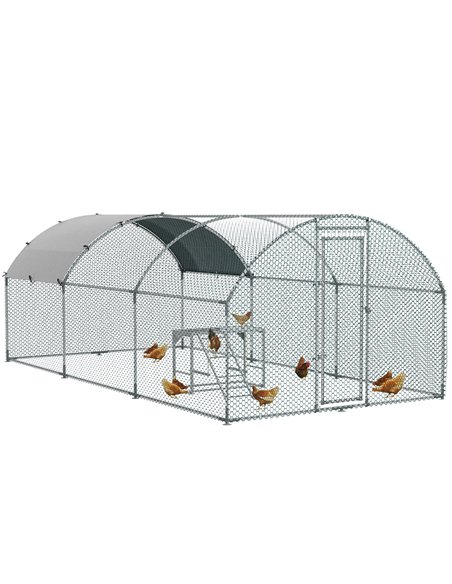 PawHut Walk In Chicken Run with Chicken Activity Shelf and Cover, 2.8 x 5.7 x 2m - pic 157560 | FastDaddyshop