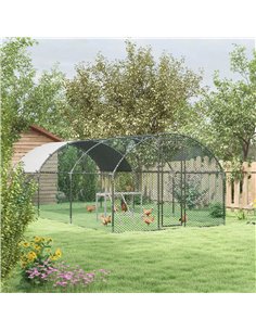 PawHut Walk In Chicken Run with Chicken Activity Shelf and Cover, 2.8 x 5.7 x 2m 2