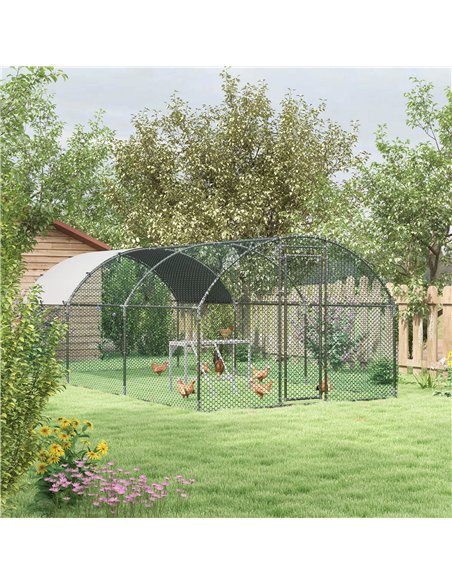 PawHut Walk In Chicken Run with Chicken Activity Shelf and Cover, 2.8 x 5.7 x 2m - pic 157561 | FastDaddyshop