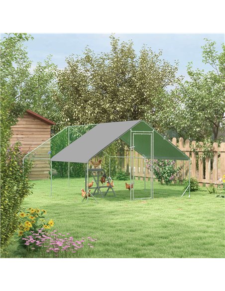 PawHut Walk In Chicken Run with Chicken Activity Shelf and Cover, 3 x 4 x 2m - pic 157570 | FastDaddyshop